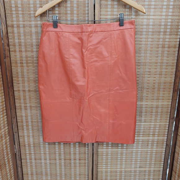 G by Giuliana Orange Leather Pencil Skirt Size 8 - Picture 1 of 7